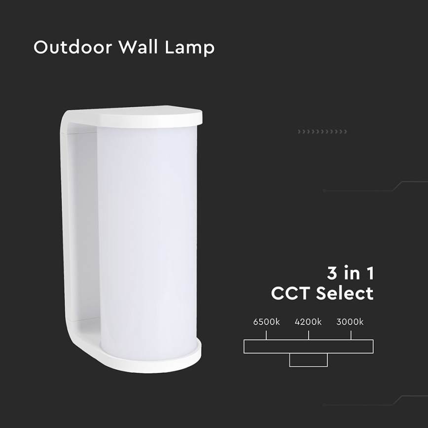 LED sieninis lauko šviestuvas LED/12W/230V 3000/4200/6500K IP65 balta