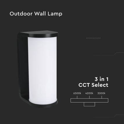 LED sieninis lauko šviestuvas LED/12W/230V 3000/4200/6500K IP65 juoda