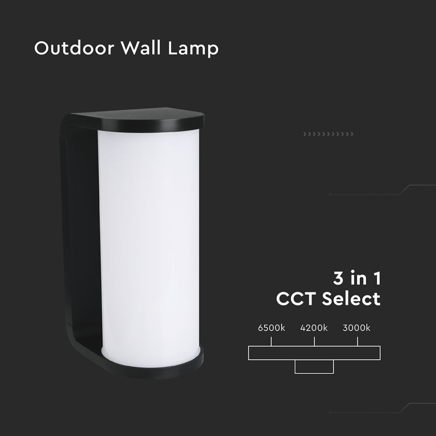 LED sieninis lauko šviestuvas LED/12W/230V 3000/4200/6500K IP65 juoda