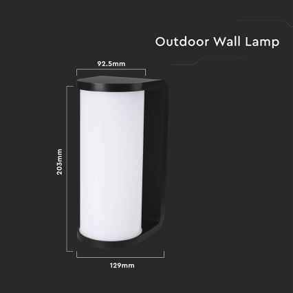 LED sieninis lauko šviestuvas LED/12W/230V 3000/4200/6500K IP65 juoda