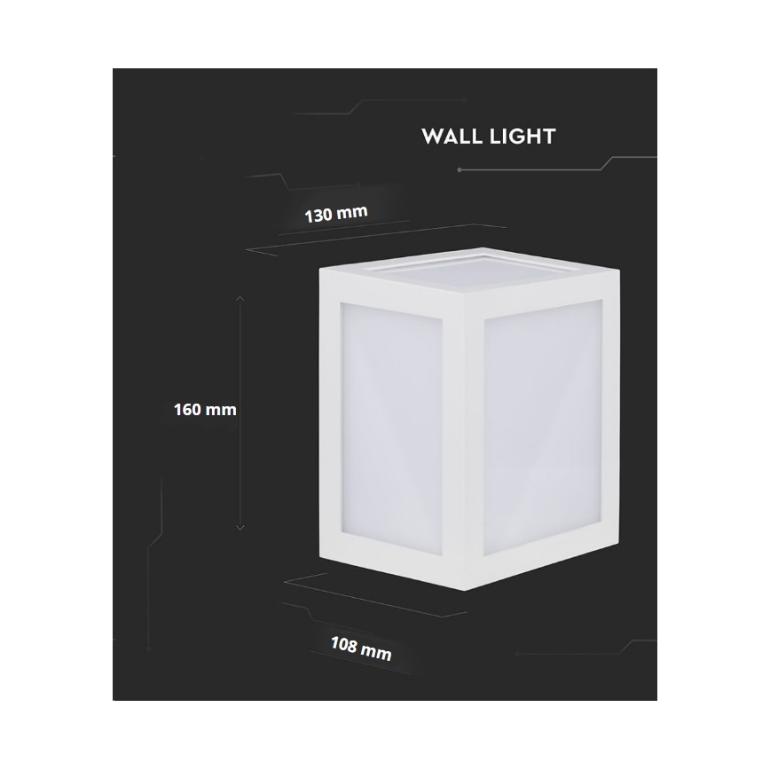 LED sieninis lauko šviestuvas LED/12W/230V 3000K IP65 balta