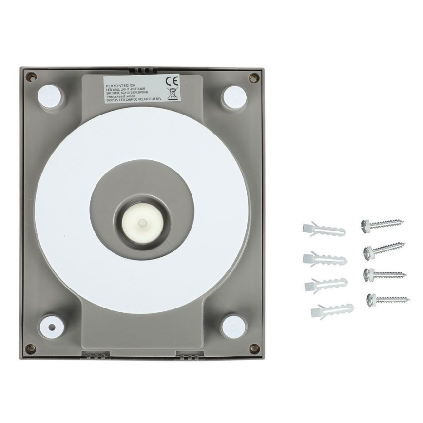 LED sieninis lauko šviestuvas LED/12W/230V 3000K IP65 pilka