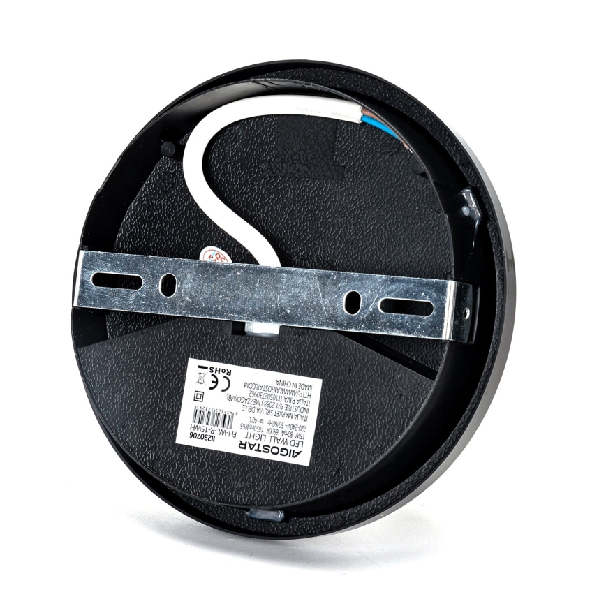 LED sieninis lauko šviestuvas LED/15W/230V 6500K diametras 15,5 cm juoda IP65