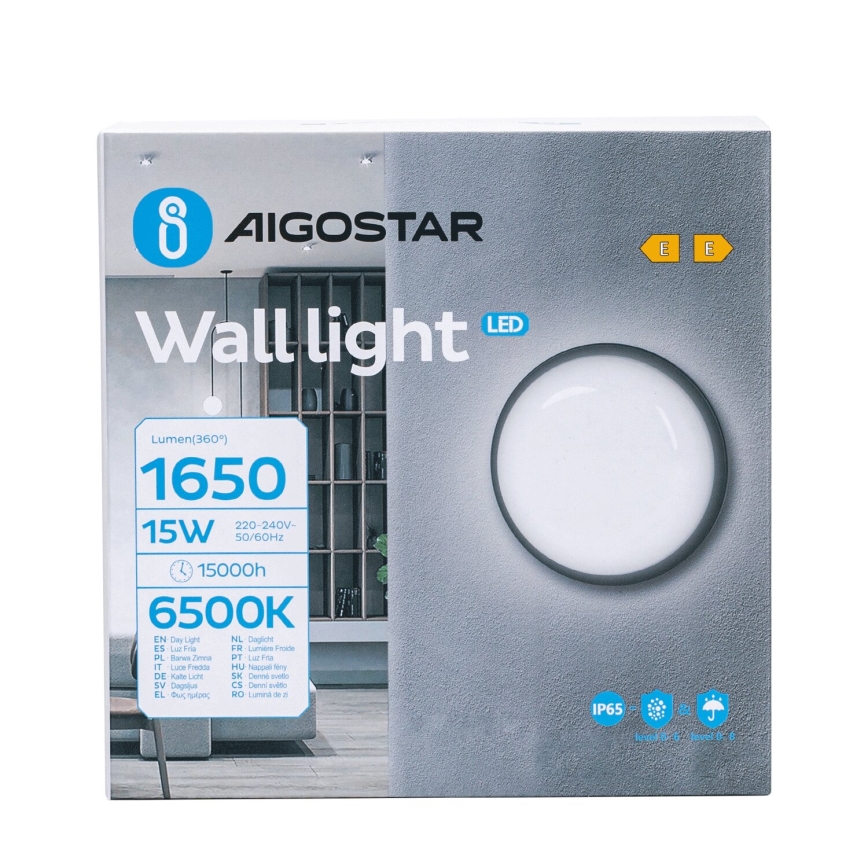 LED sieninis lauko šviestuvas LED/15W/230V 6500K diametras 15,5 cm juoda IP65