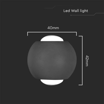 LED sieninis lauko šviestuvas LED/2W/230V 3000K IP54 juoda