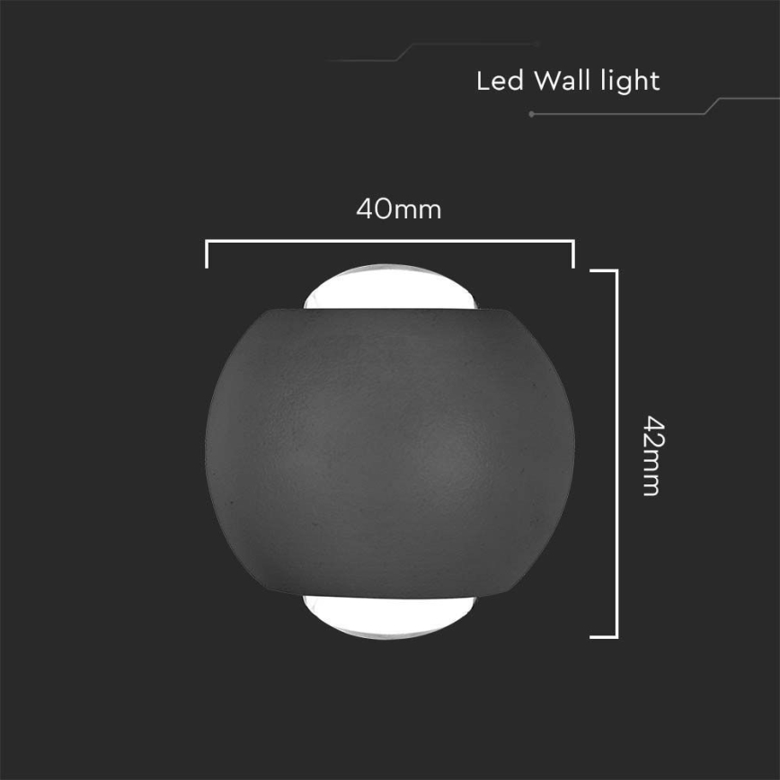 LED sieninis lauko šviestuvas LED/2W/230V 3000K IP54 juoda