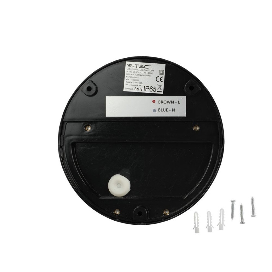 LED sieninis lauko šviestuvas LED/3W/230V 4000K IP65 juoda