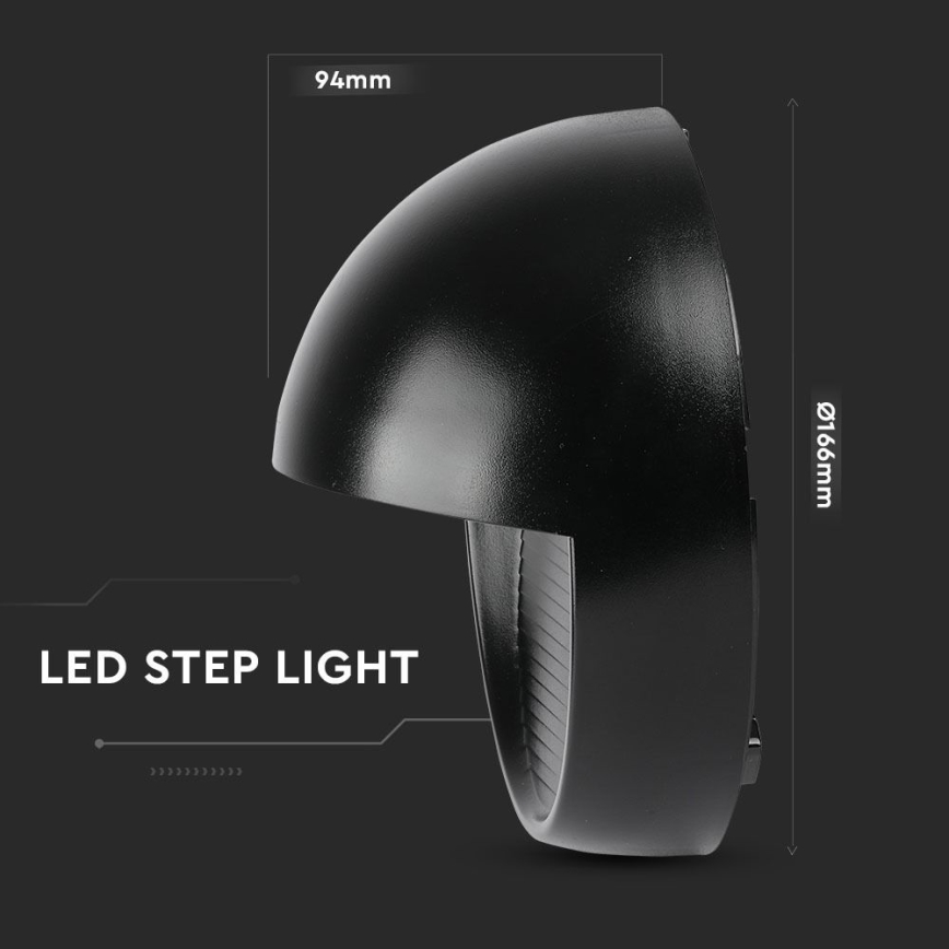 LED sieninis lauko šviestuvas LED/3W/230V 4000K IP65 juoda