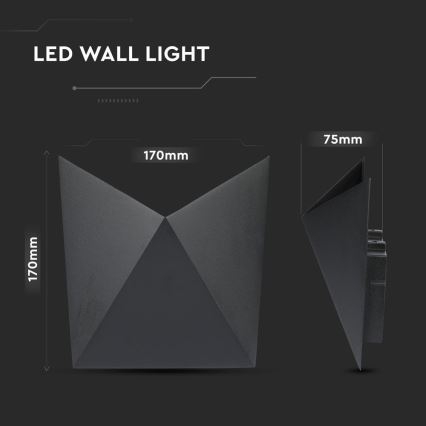 LED sieninis lauko šviestuvas LED/5W/230V 3000K IP65 juoda