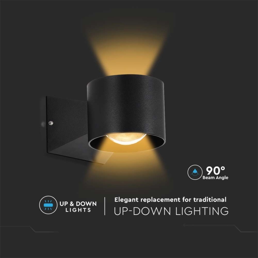 LED sieninis lauko šviestuvas LED/5W/230V 4000K IP65 juoda