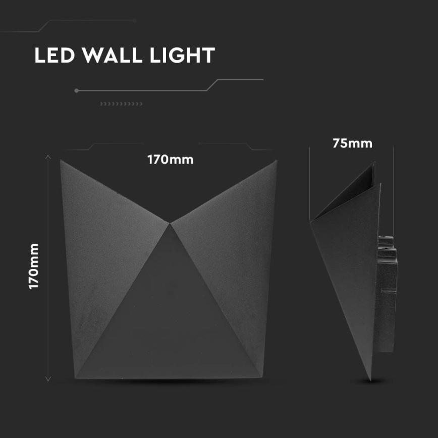 LED sieninis lauko šviestuvas LED/5W/230V 4000K IP65 juoda