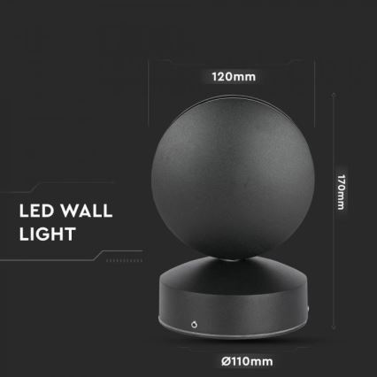 LED Lankstus lauko sieninis šviestuvas  LED/7W/230V 4000K IP65 juoda