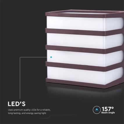 LED sieninis lauko šviestuvas LED/8W/230V IP65 4000K ruda