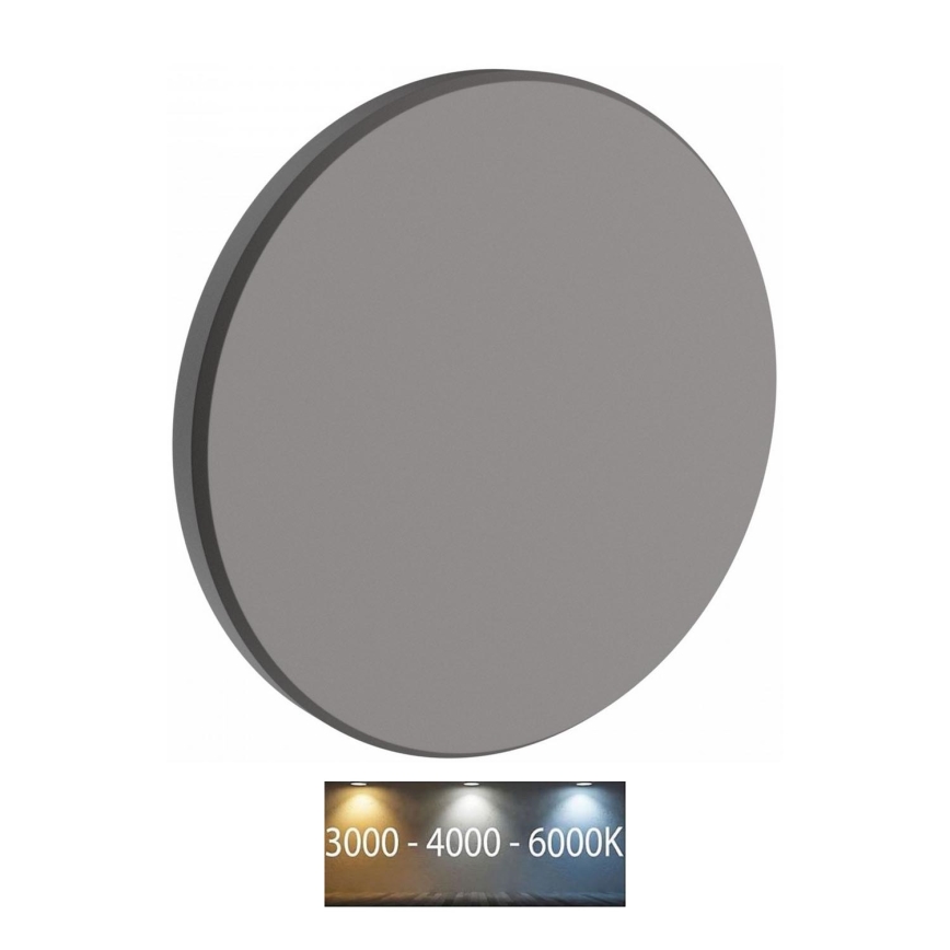 LED sieninis lauko šviestuvas PIATTA LED/18W/230V 3000/4000/6000K diametras 25 cm IP44 pilka