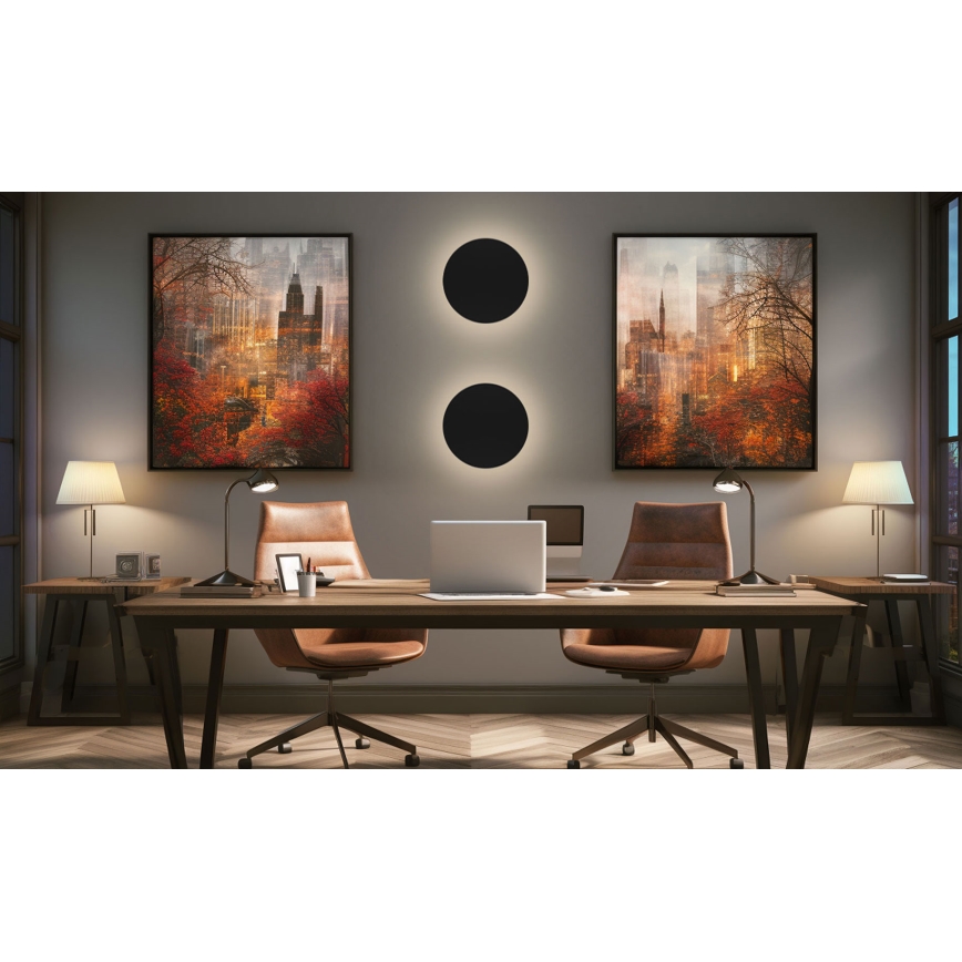 LED sieninis lauko šviestuvas PIATTA LED/18W/230V 3000/4000/6000K diametras 25 cm IP44 juoda