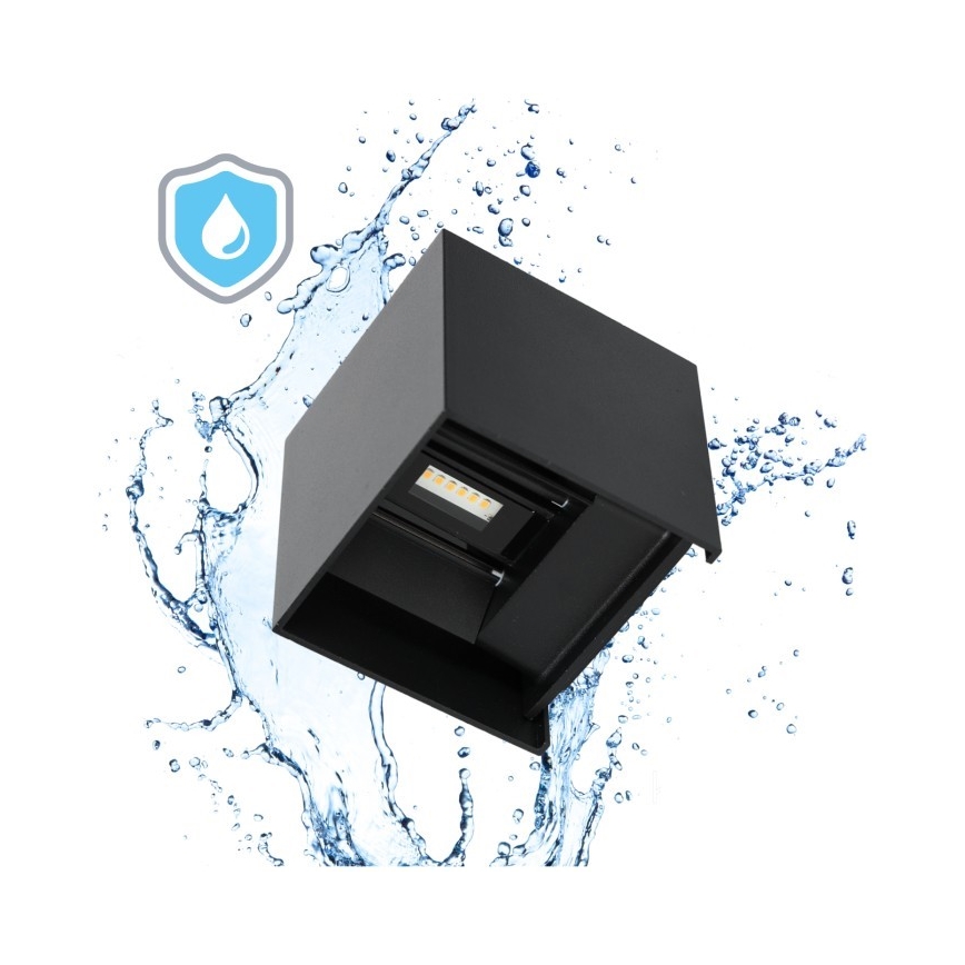 LED sieninis lauko šviestuvas QUERK 2xLED/3W/230V 3000K IP54 juoda