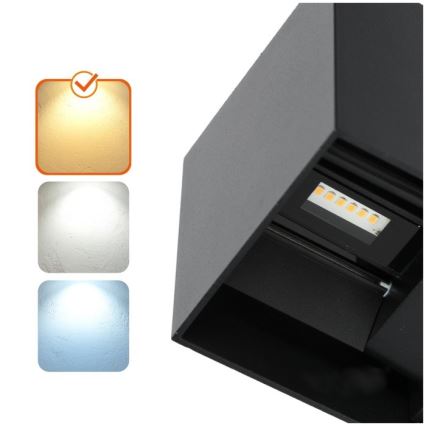 LED sieninis lauko šviestuvas QUERK 2xLED/3W/230V 3000K IP54 juoda