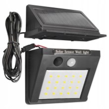 LED Sieninis saulės energijos šviestuvas su jutikliu ir išoriniu skydeliu LED/0,55W/3,7V IP65