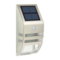 LED Sieninis saulės energijos šviestuvas su jutikliu LED/3,7V IP44 matinis chromas