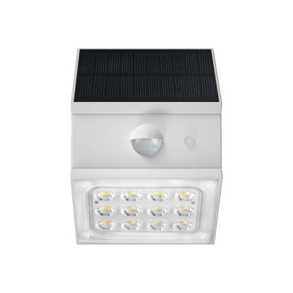 Saulės energija maitinamas LED sieninis šviestuvas su jutikliu LED/2,5W/3,7V 3000/4000/6000K IP65 1200 mAh balta