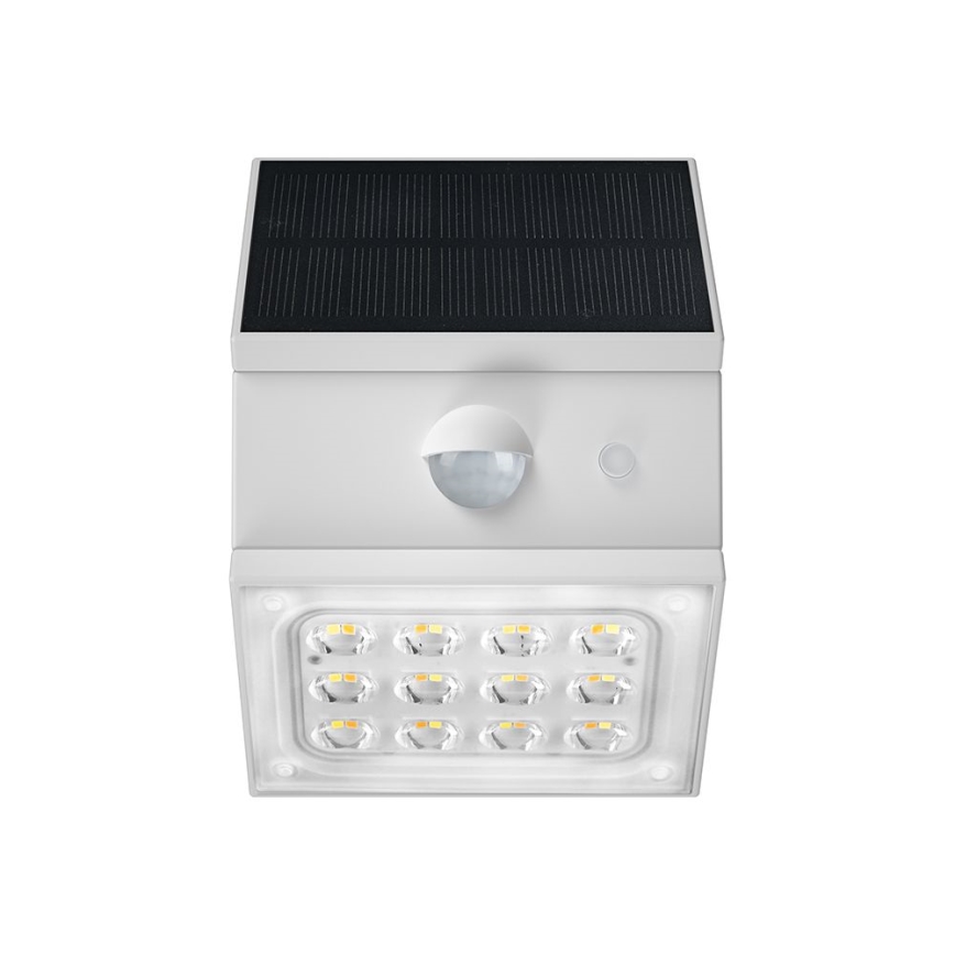 Saulės energija maitinamas LED sieninis šviestuvas su jutikliu LED/2,5W/3,7V 3000/4000/6000K IP65 1200 mAh balta