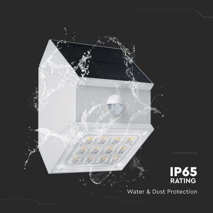 Saulės energija maitinamas LED sieninis šviestuvas su jutikliu LED/2,5W/3,7V 3000/4000/6000K IP65 1200 mAh balta