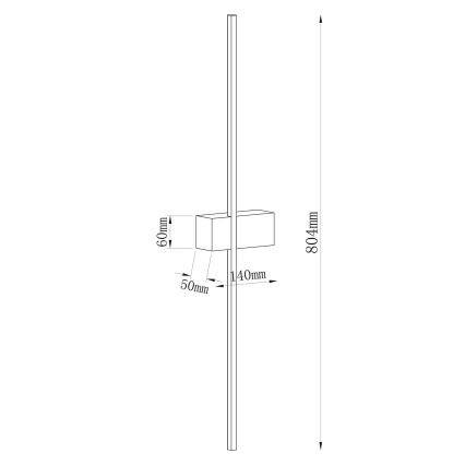 LED sieninis šviestuvas AISHA LED/12W/230V 4000K 80 cm auksinis