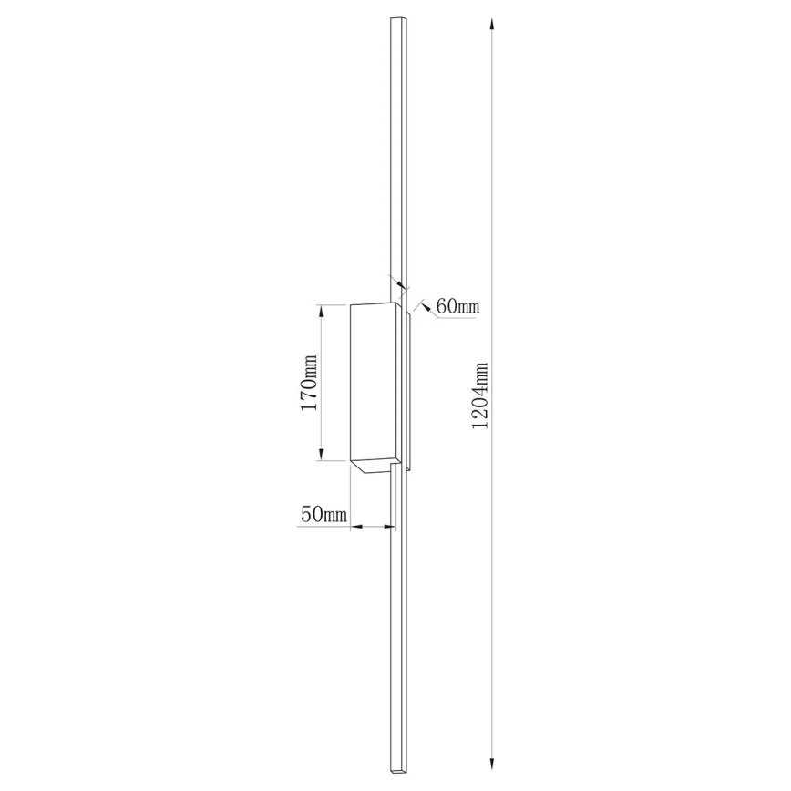 LED sieninis šviestuvas AISHA LED/20W/230V 4000K 120 cm juodas