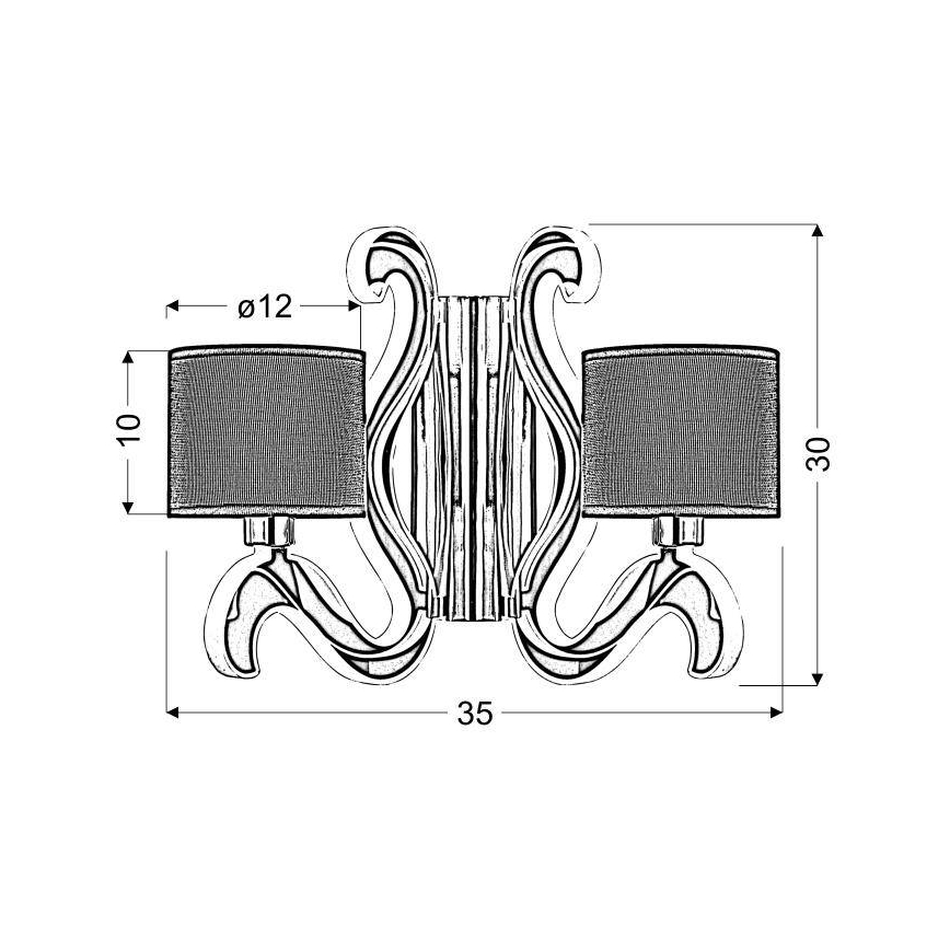 LED Sieninis šviestuvas AMBROSIA 2xE14/40W/230V + LED/12,3W varis