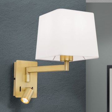 LED sieninis šviestuvas CARLTON 1xE27/40W/230V + LED/3W balta/auksas