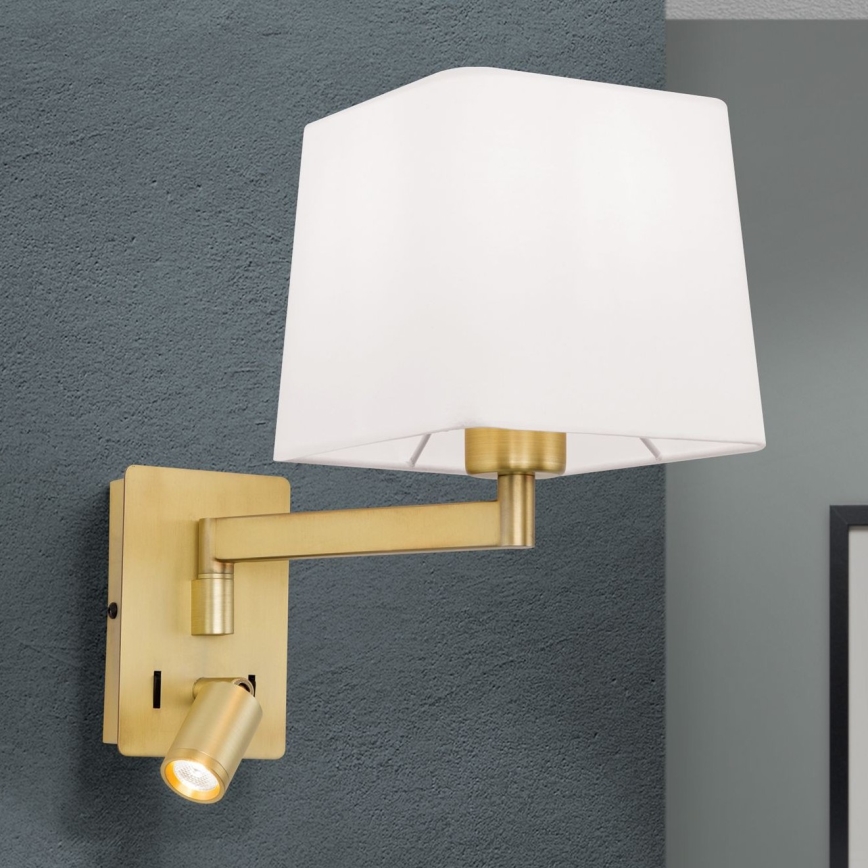 LED sieninis šviestuvas CARLTON 1xE27/40W/230V + LED/3W balta/auksas