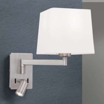 LED sieninis šviestuvas CARLTON 1xE27/40W/230V + LED/3W balta/matinis chromas