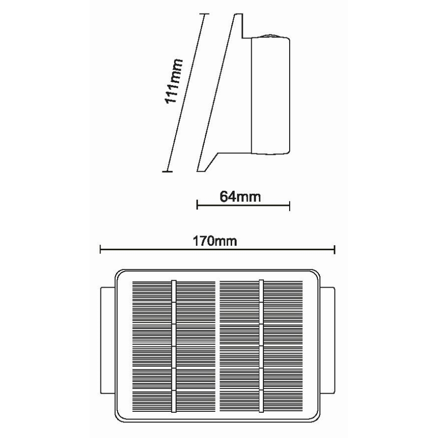 LED sieninis šviestuvas, įkraunamas saulės energija 4xLED/1,5W/3,7V 1500 mAh IP54 juoda