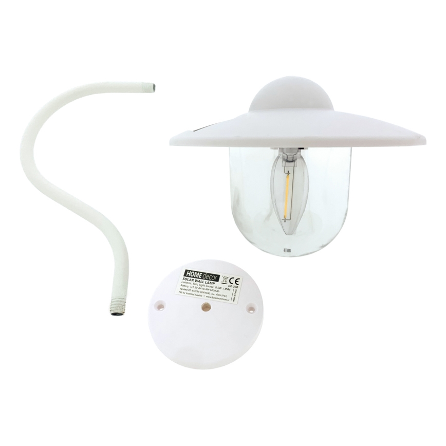 LED sieninis šviestuvas, įkraunamas saulės energija LED/0,5W/1,2V 600 mAh IP44 balta