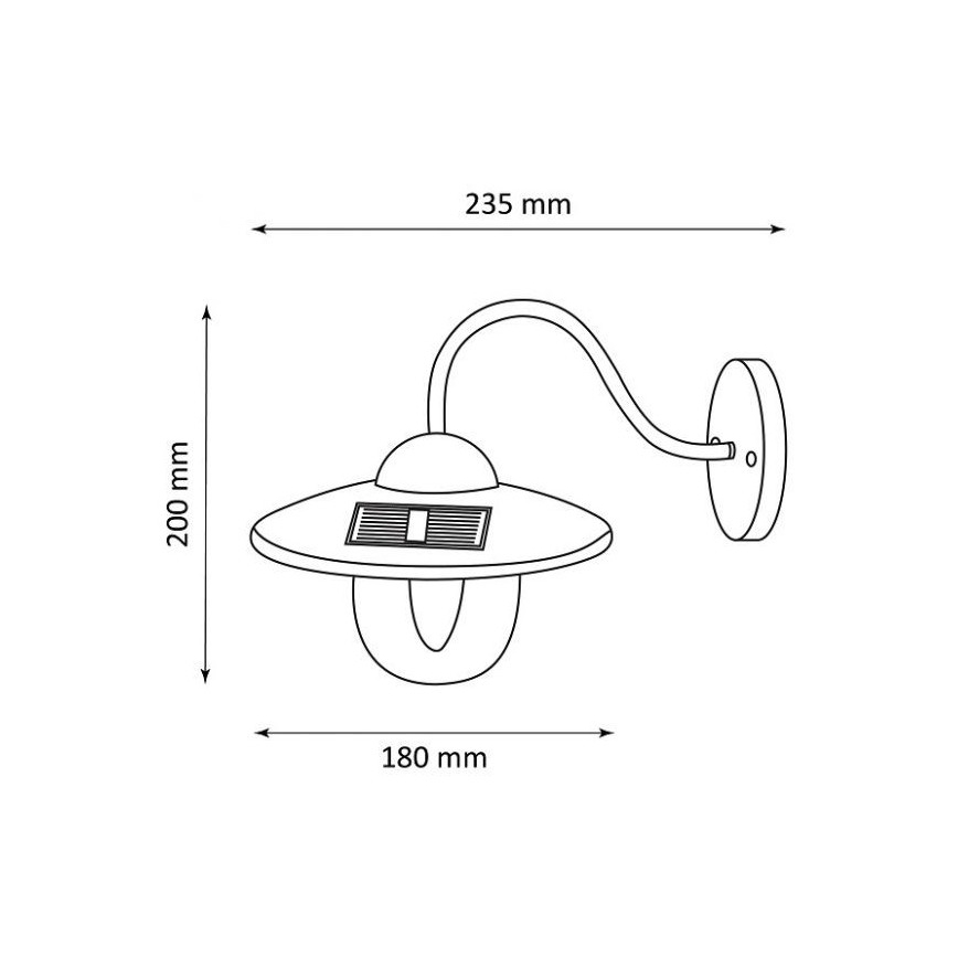 LED sieninis šviestuvas, įkraunamas saulės energija LED/0,5W/1,2V 600 mAh IP44 balta