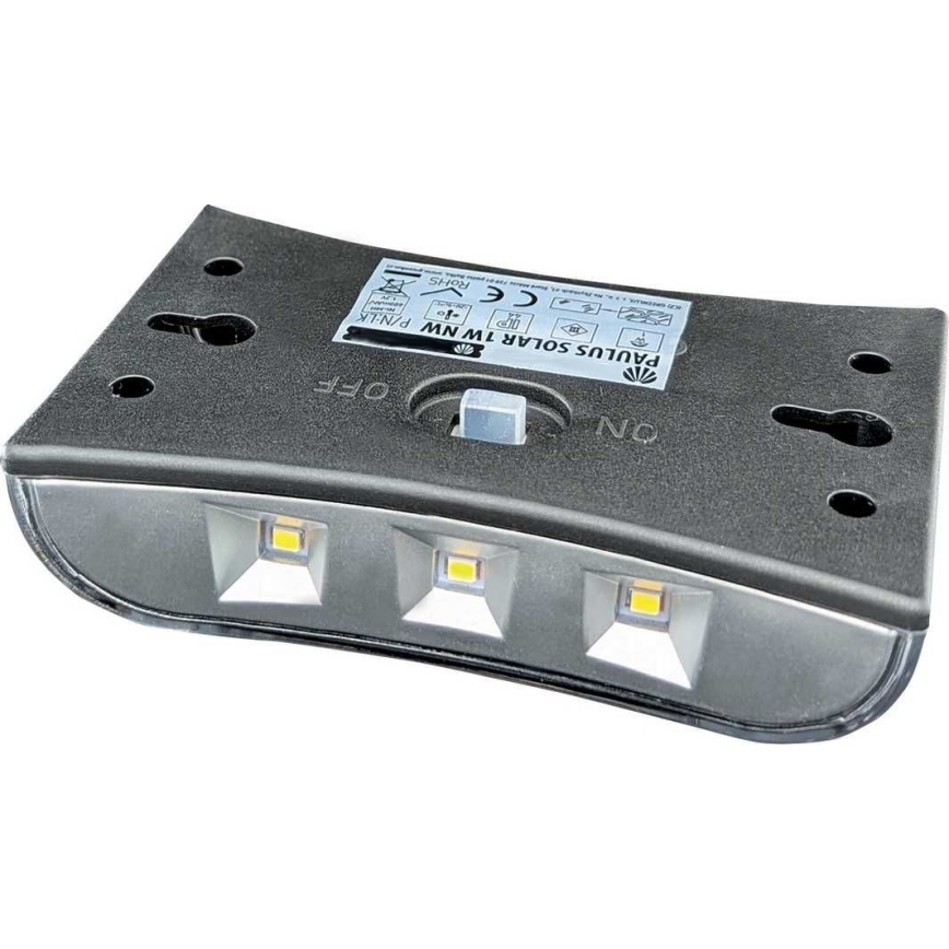 LED sieninis šviestuvas, įkraunamas saulės energija LED/1W/1,2V 600 mAh IP44