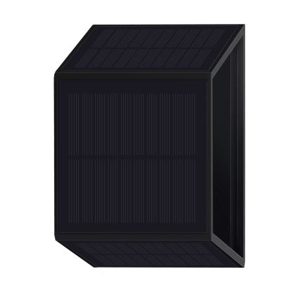 LED sieninis šviestuvas, įkraunamas saulės energija WINGS LED/2W/1300 mAh 3,7V 6000K IP54 juoda