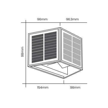 LED sieninis šviestuvas, įkraunamas saulės energija WINGS LED/2W/1300 mAh 3,7V 6000K IP54 juoda