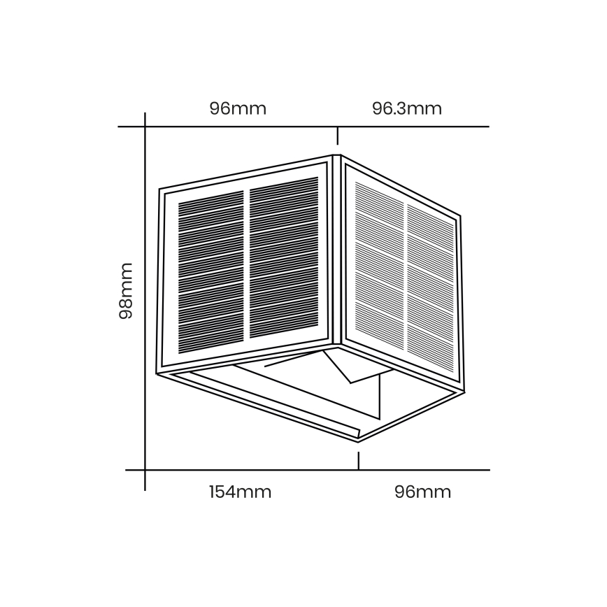 LED sieninis šviestuvas, įkraunamas saulės energija WINGS LED/2W/1300 mAh 3,7V 6000K IP54 juoda
