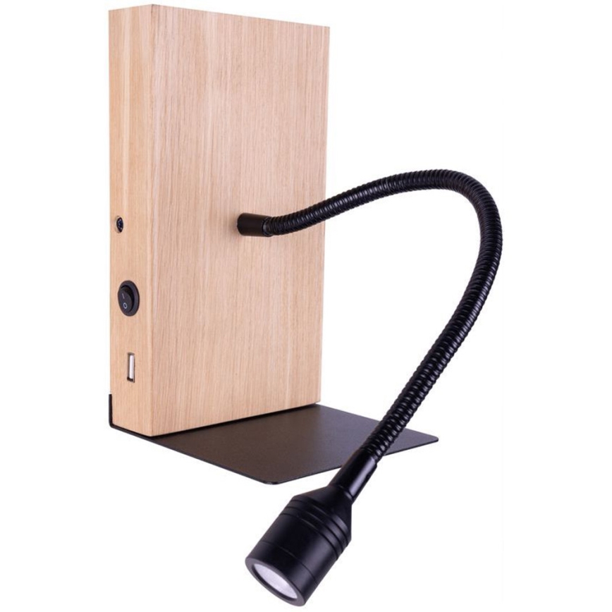 LED sieninis šviestuvas LECTOR LED/2,5W/230V USB ąžuolas