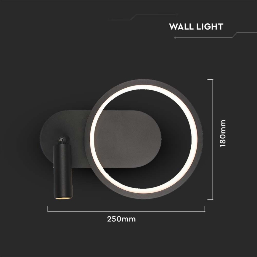 LED sieninis šviestuvas LED/14W/230V 3000K juoda