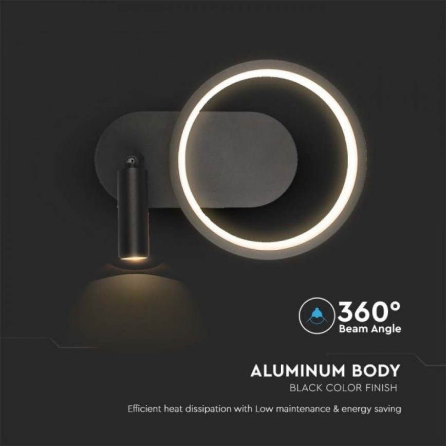 LED sieninis šviestuvas LED/14W/230V 4000K juoda