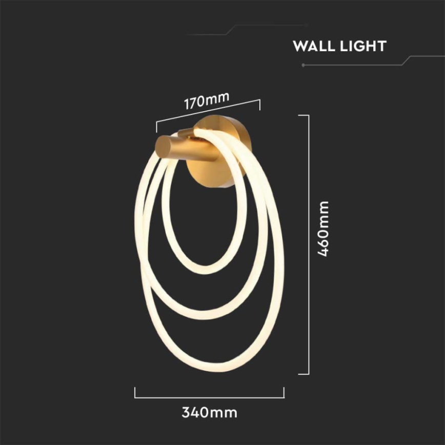 LED sieninis šviestuvas LED/37W/230V 3000K auksas