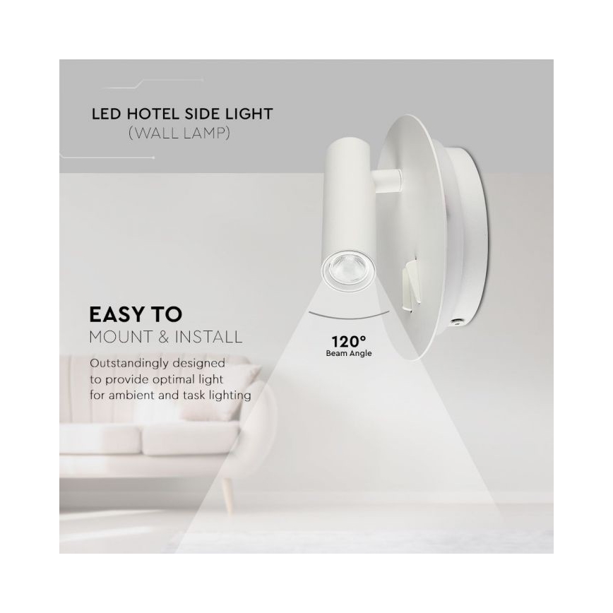 LED sieninis šviestuvas LED/3W/230V + LED/6W/230V 3000K balta