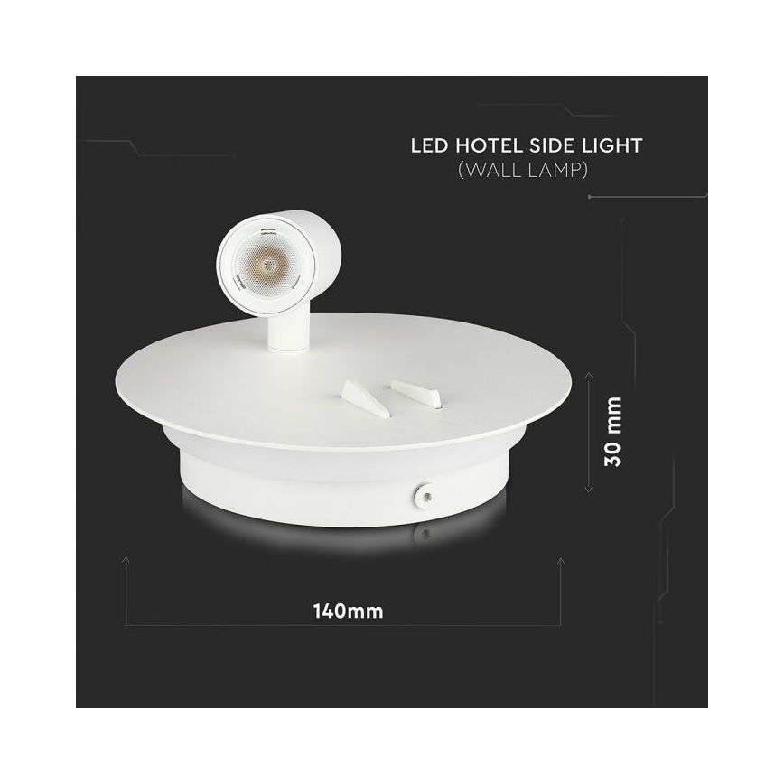 LED sieninis šviestuvas LED/3W/230V + LED/6W/230V 3000K balta