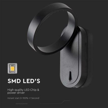LED Sieninis šviestuvas LED/5W/230V 3000K/4000K juodas