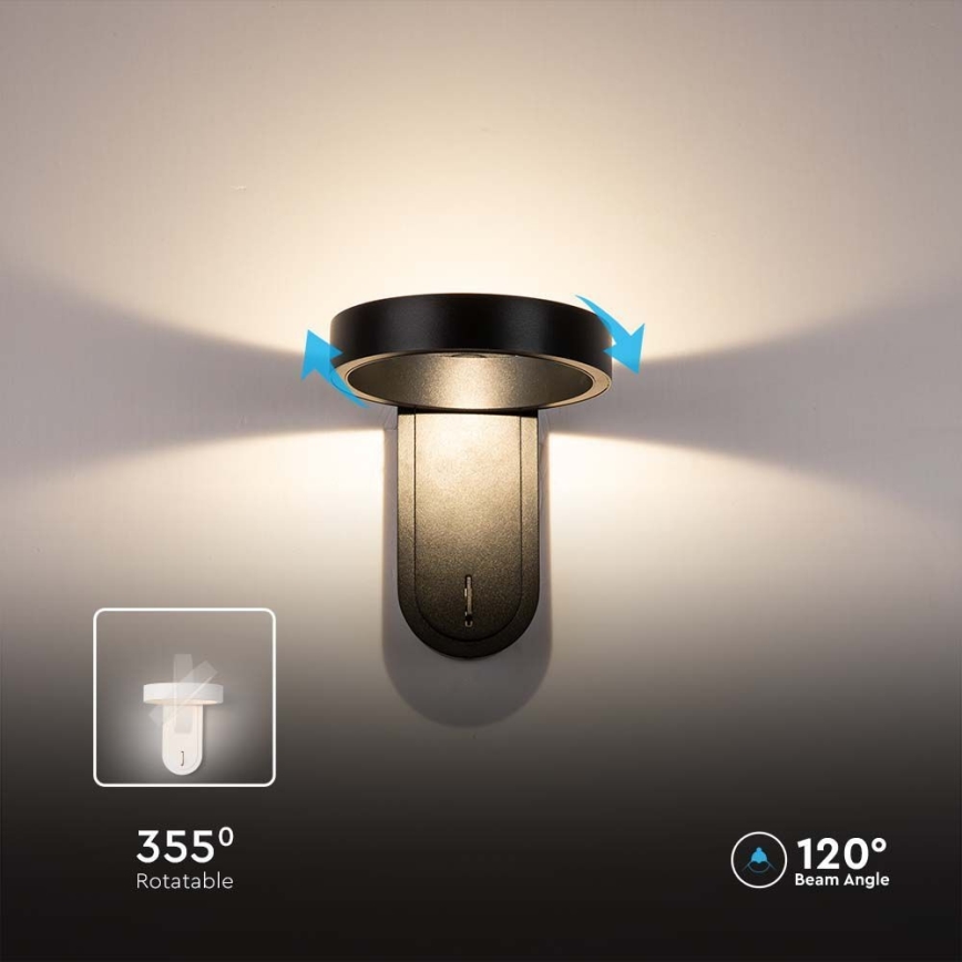 LED Sieninis šviestuvas LED/5W/230V 3000K/4000K juodas