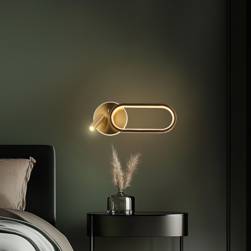 LED sieninis šviestuvas MONET LED/13W/230V + LED/2W 3000/4000/6000K auksas