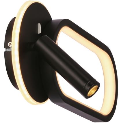 LED sieninis šviestuvas MONET LED/13W/230V + LED/2W 3000/4000/6000K juoda