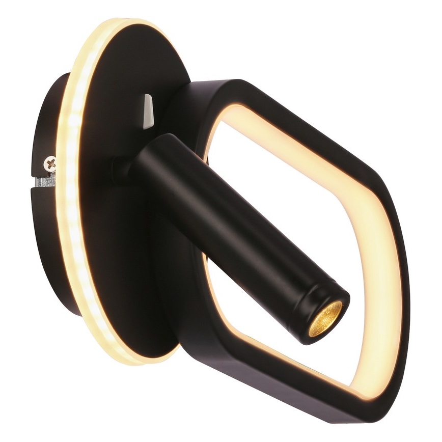 LED sieninis šviestuvas MONET LED/13W/230V + LED/2W 3000/4000/6000K juoda